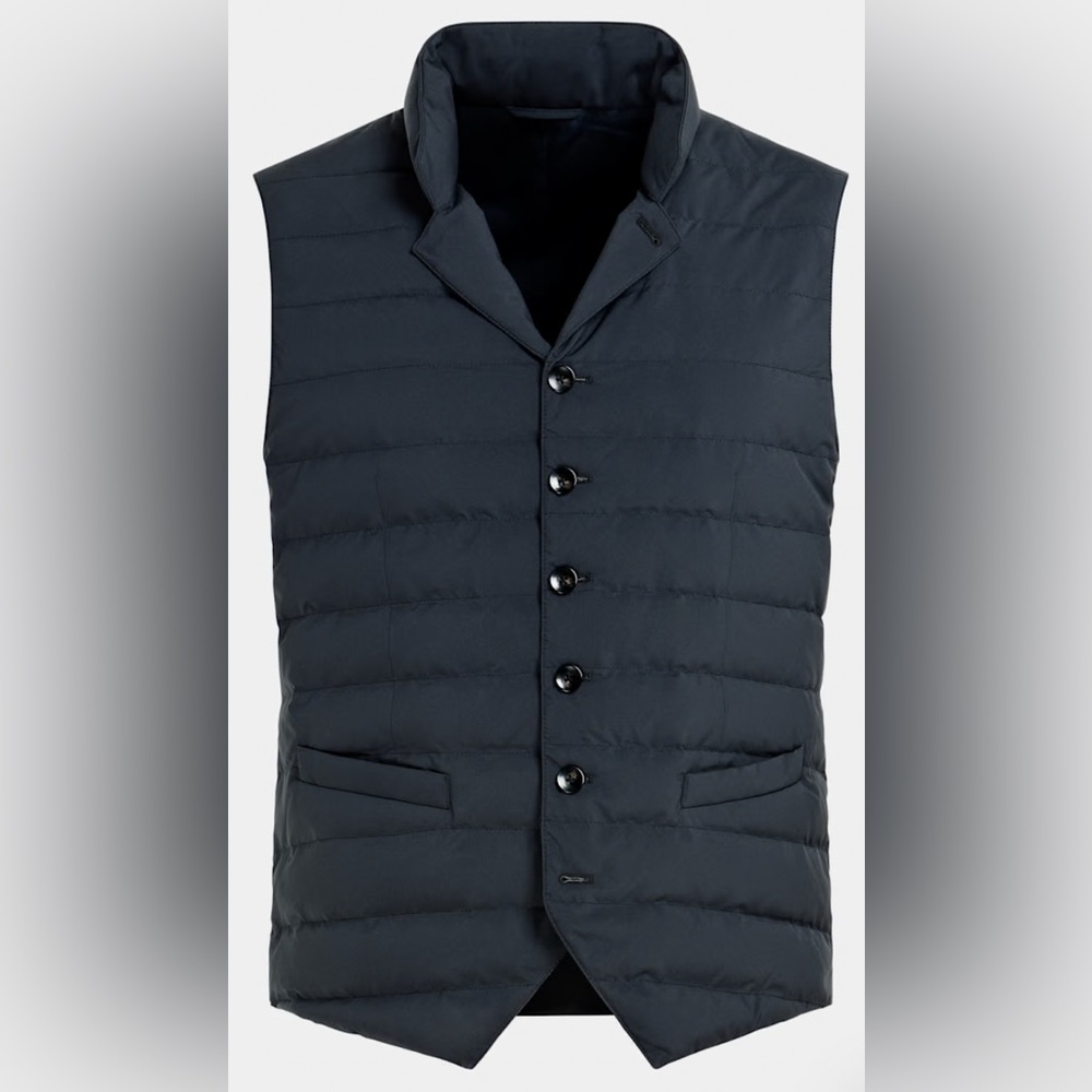 Dark Navy Down Vest - 100% Polyester; 90% Down, 10% Feathers